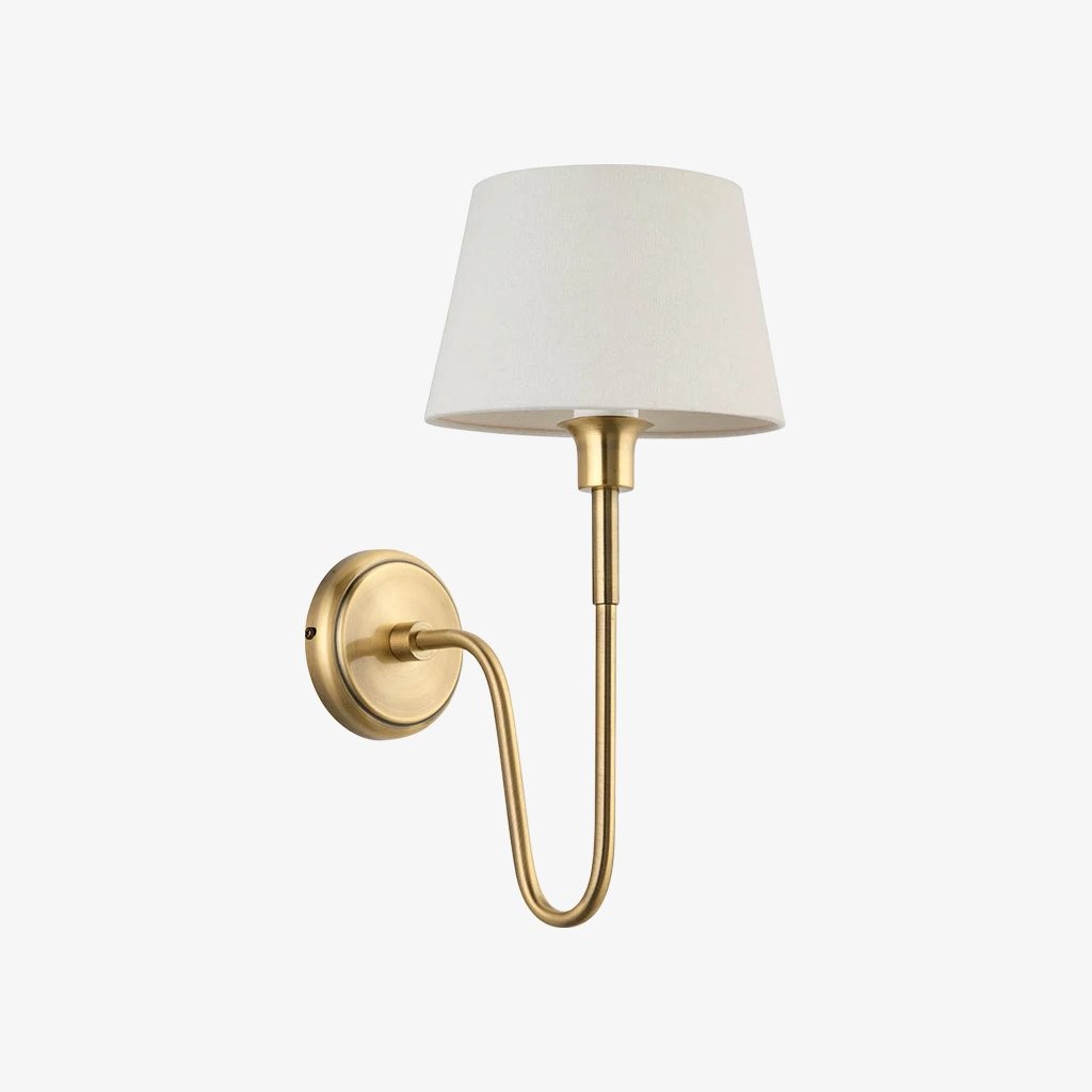 Ivoralux Tapered Fabric Wall Light - Modern Classic Curved Arm Sconce K1916