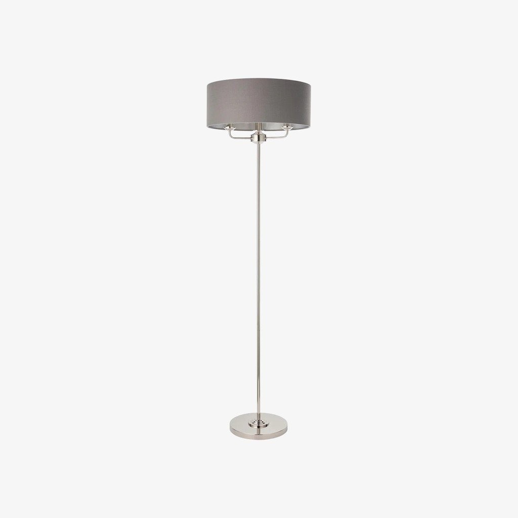 Tela Drum Shade Floor Lamp - Contemporary Fabric Standing Lamp for Home Office K2014