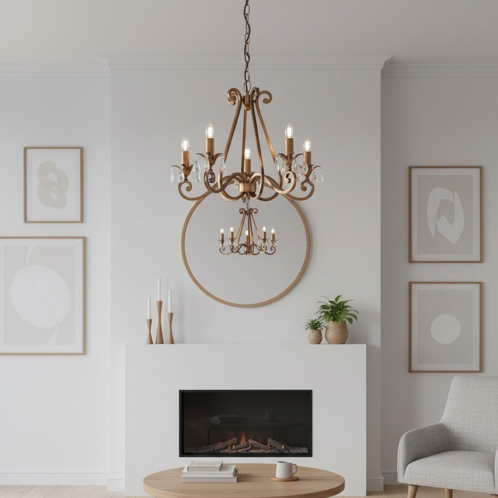 Talonis Crystal Chandelier - Traditional Candle-Style Brass and Nickel for Living Room and Dining Room K1930