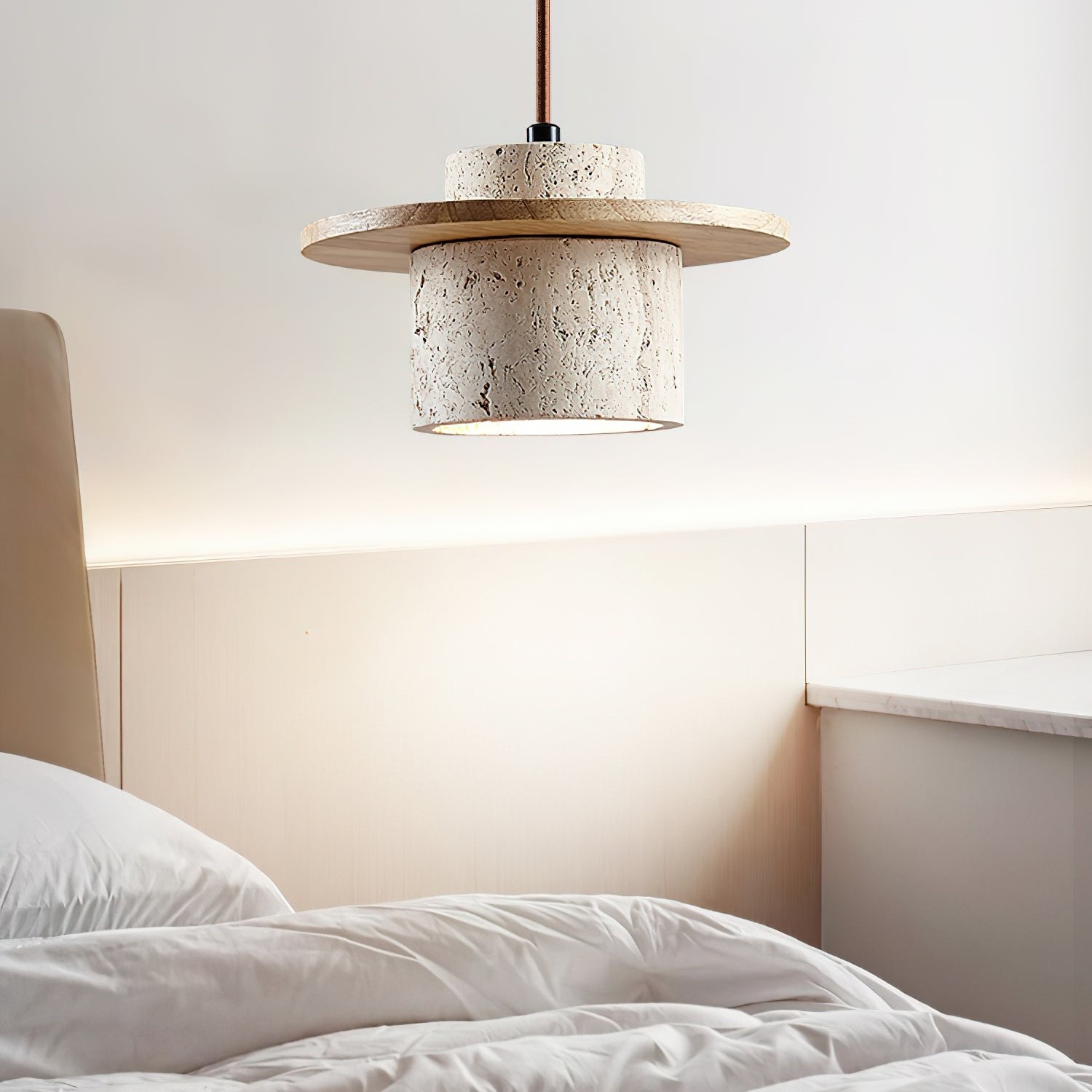 Elegant Textured Cylindra Stone Pendant Lamp K824