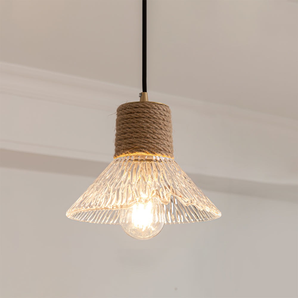 Hemp Rope Glass Pendant Lamp K1031