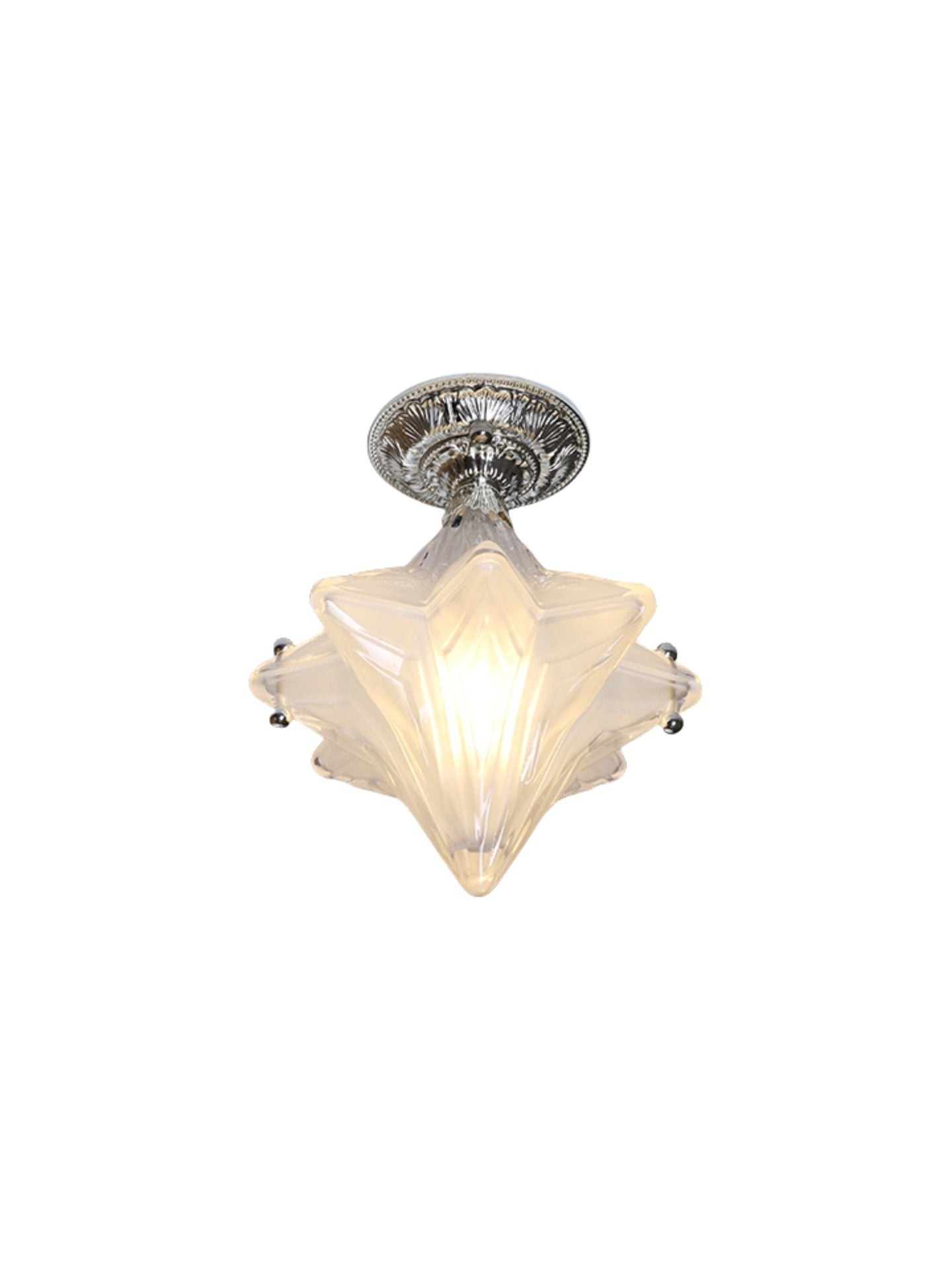 Art Deco Star Ceiling Lamp - Frosted Glass Fixture for Hallway & Entryway - Astris Ceres K1582