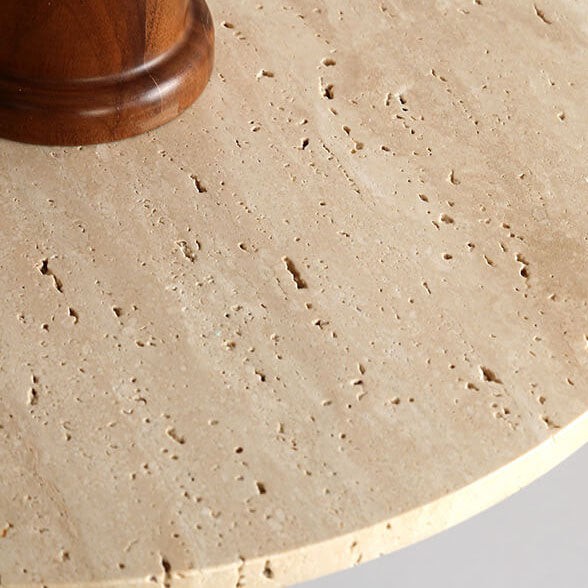 Japanese Minimalist Round Yellow Travertine Shade 1-Light Semi-Flush Mount Ceiling Light K844