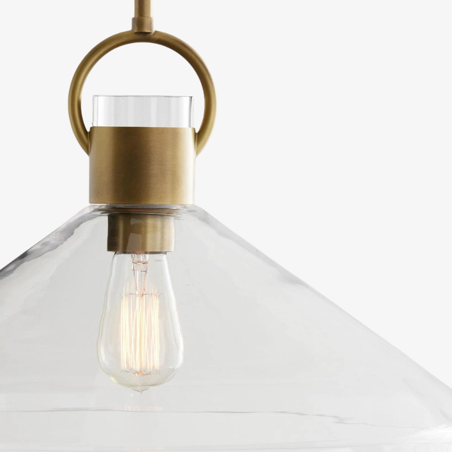 Lumicona Wide Cone Pendant Light - Clear Glass Design with Industrial Style for Kitchens K2229