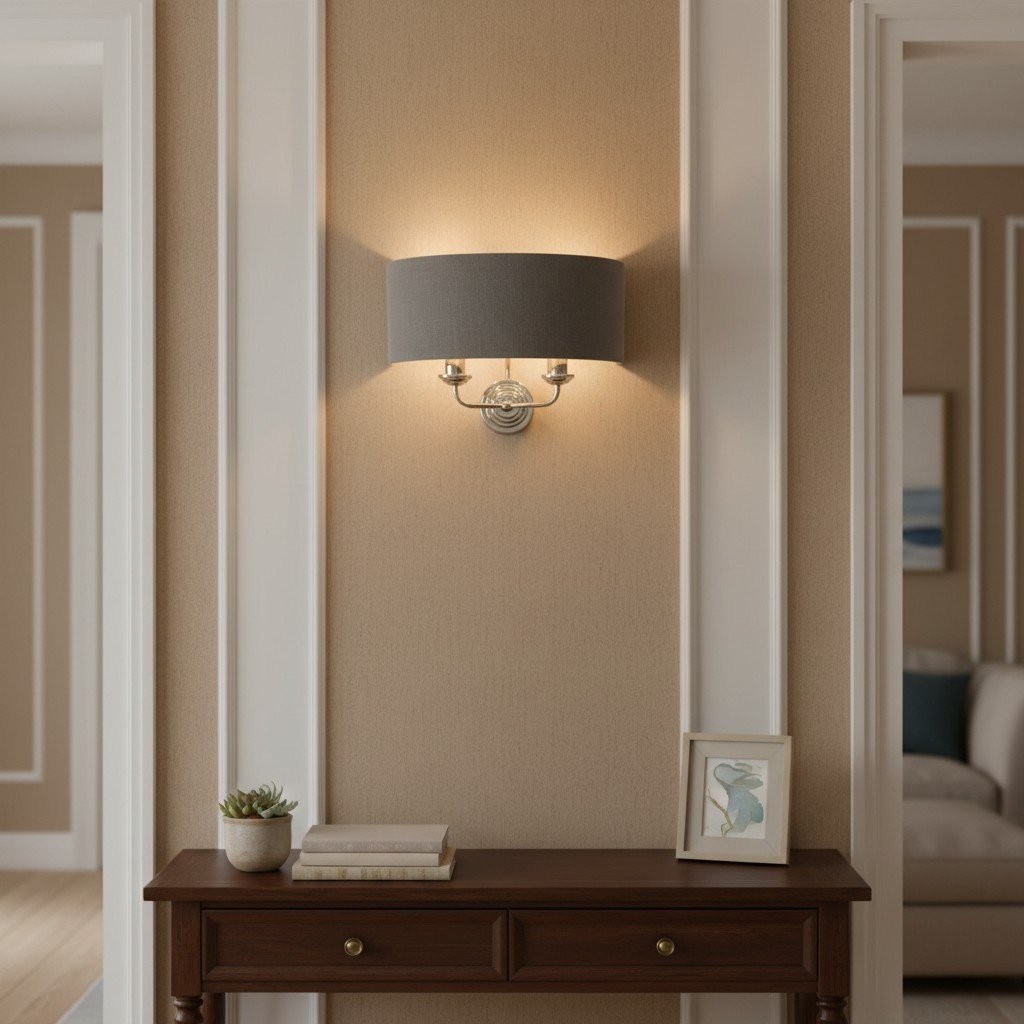 Tela Refined Metal and Fabric Wall Lamp - Timeless Style Wall Sconce for Hallway or Entryway K1796