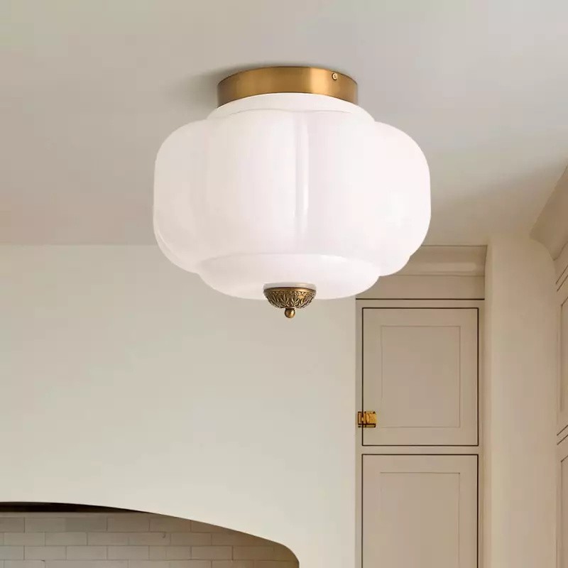 Eloise Retro Milk Glass Semi Flush Mount Ceiling Light K868