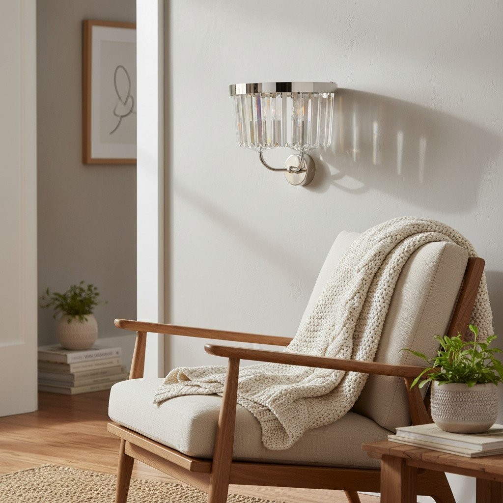Beveline Faceted Clear Cut Glass Wall Light - Classic Metal Sconce for Hallway and Living Room K1853