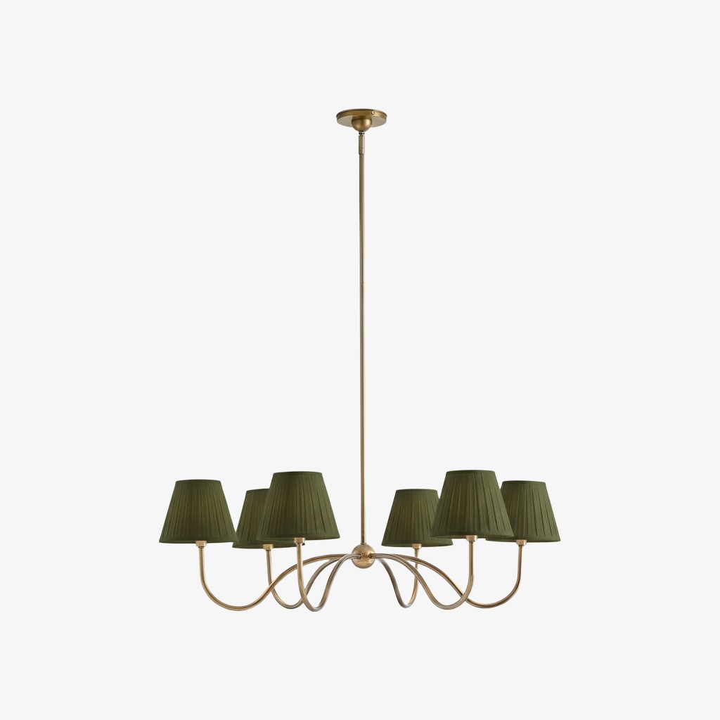 Luvora Round Pleated Shade Chandelier – Elegant Iron & Fabric Lighting for Dining & Living K1305