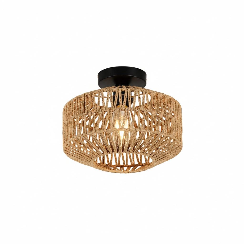 Woven Lantern Boho Radiance Rattan Ceiling Light D846