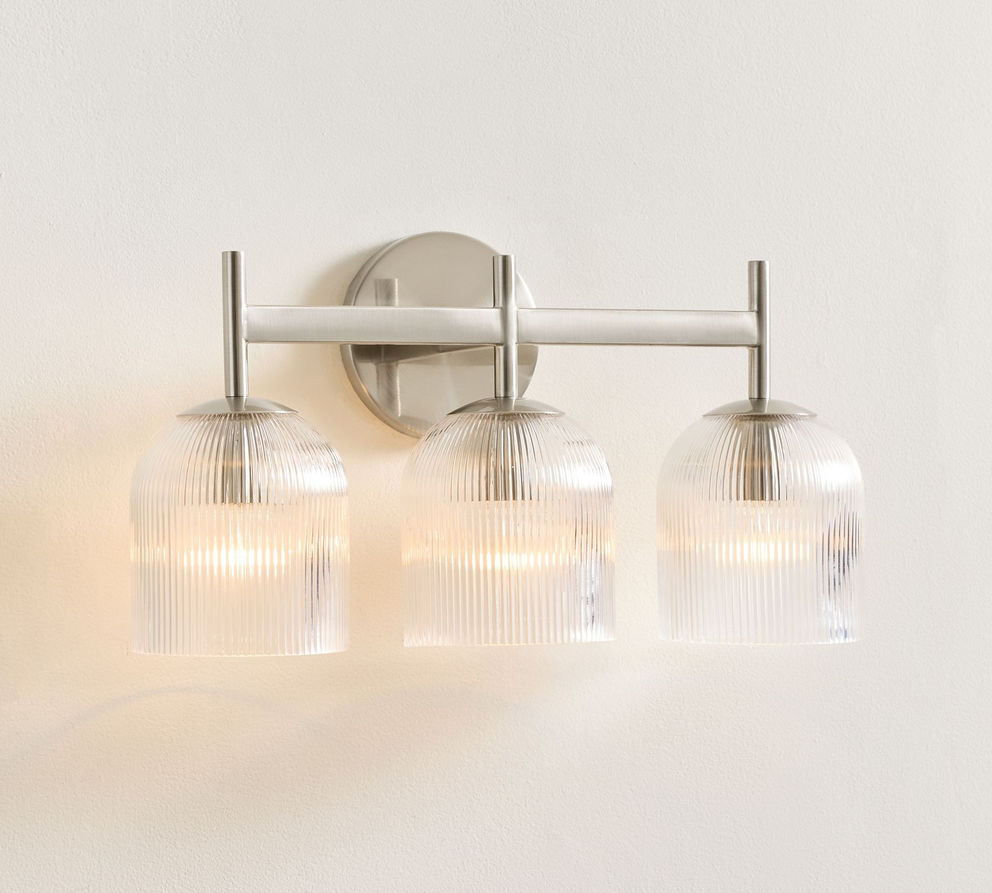 Bravira Ribbed Glass Wall Sconce - Wall Light for Living Room and Hallway K1326