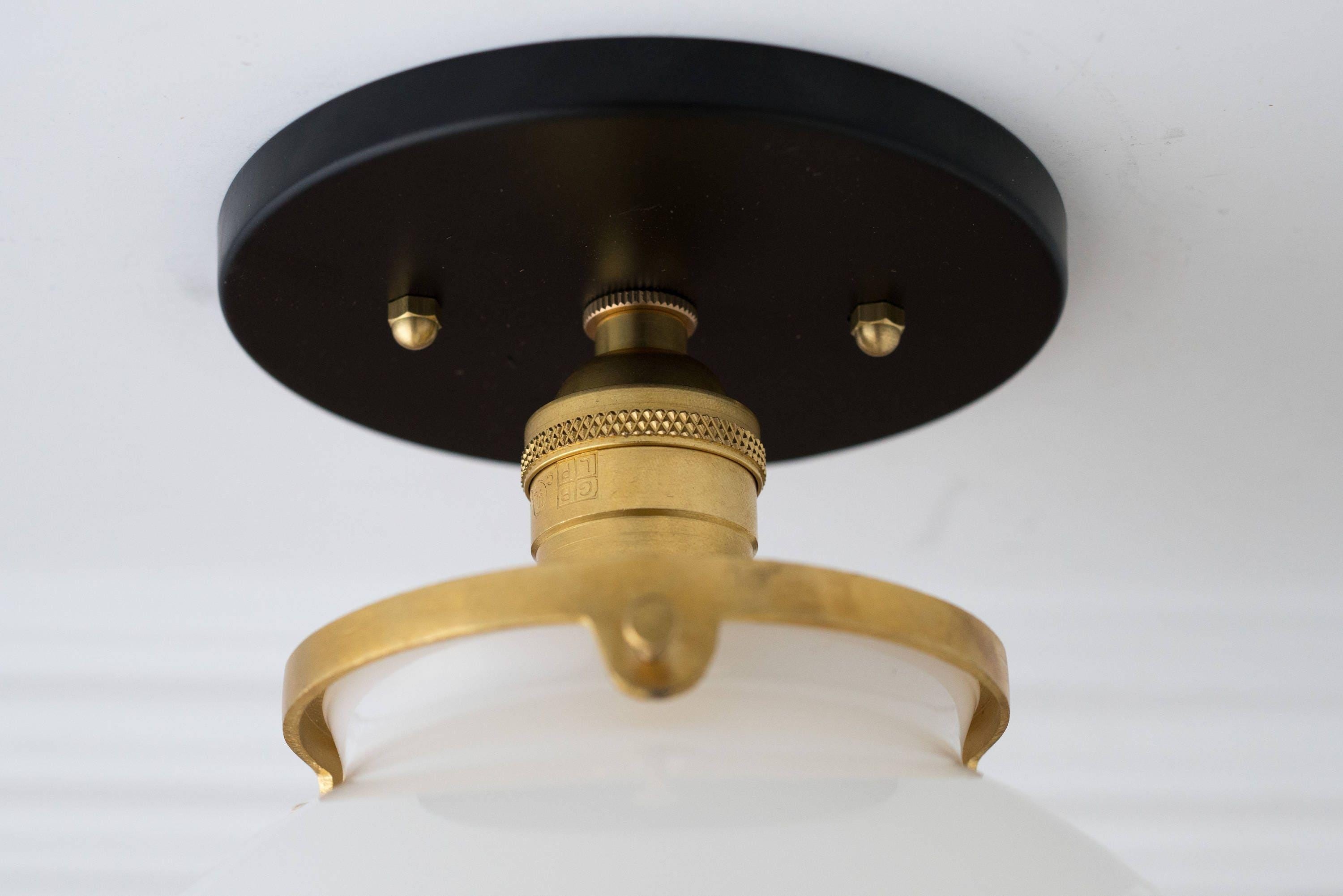 Glorica Glass Mid Century Semi Flush Ceiling Light - White Opal Glass Globe Fixture K1553