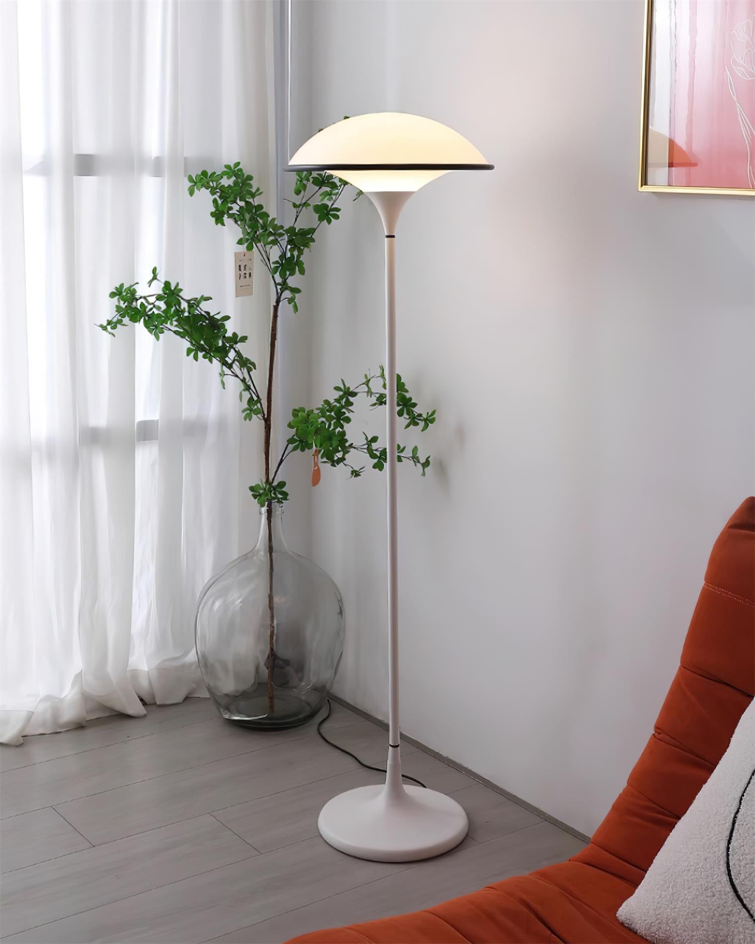 Danish Retro White Flying Saucer Floor Lamp K393