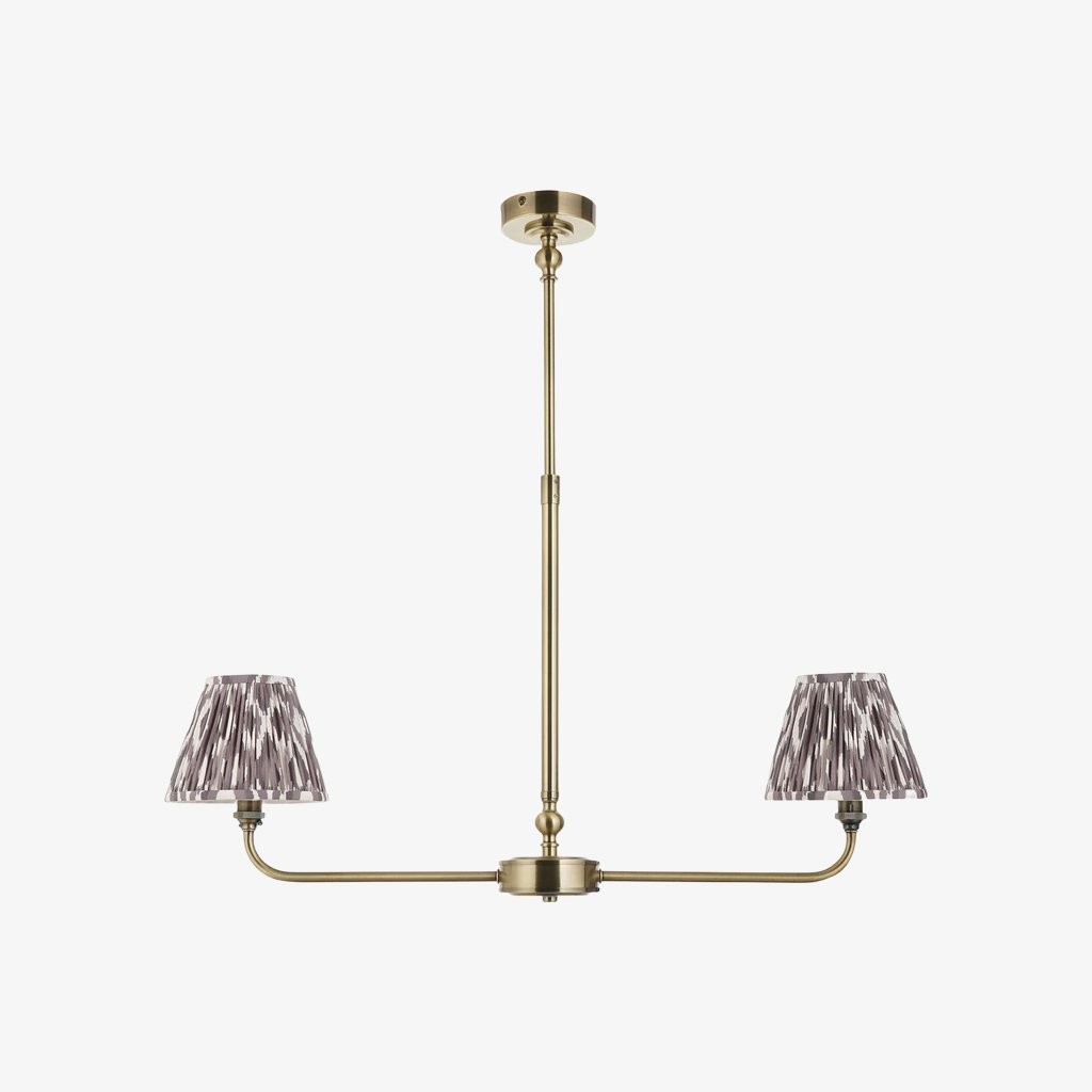 Zevatik Classic Ikat Patterned Fabric Chandelier - Metal Bracket Chandelier K1889