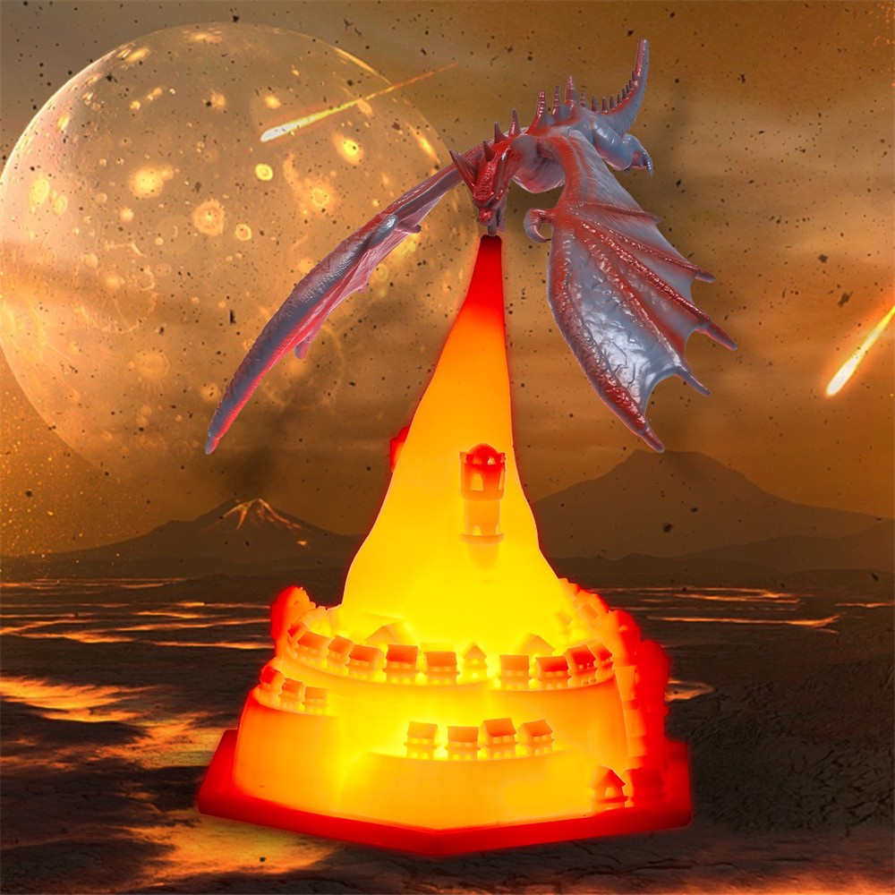 Creative 3D Printed Airplane Fire Dragon Table Lamp K214