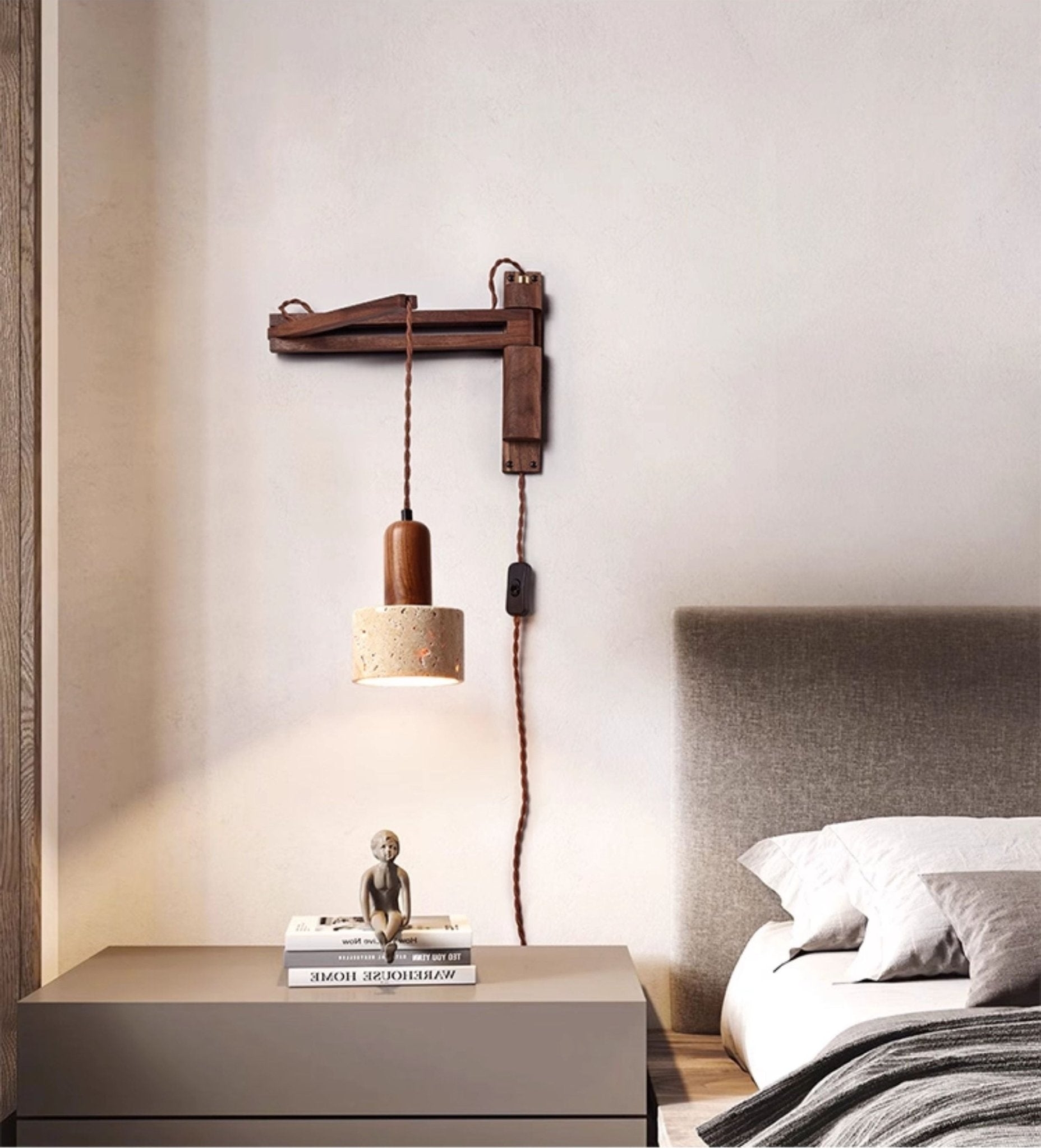 Adjustable Travertine Dome Wall Sconce D382