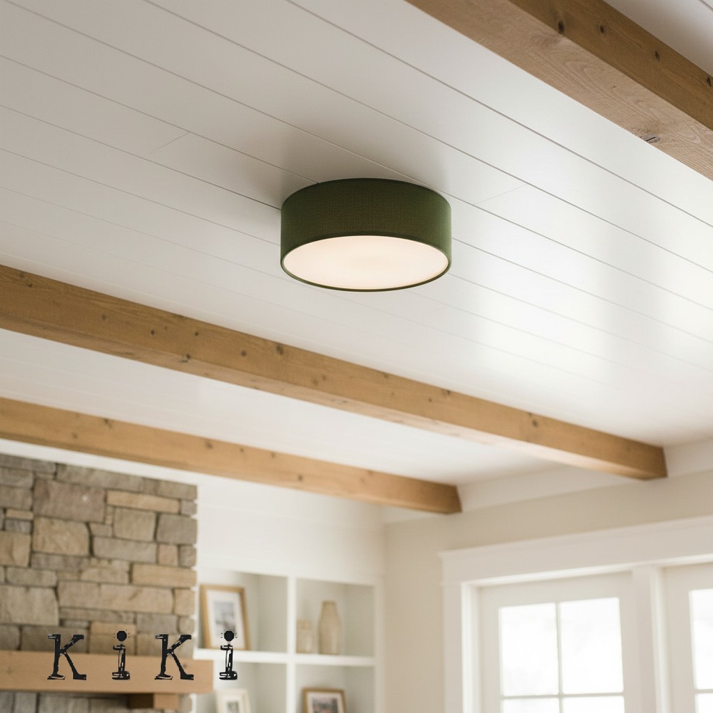 Dumora Elegant Linen Drum Flushmount – Modern Ceiling Light for Every Room K1289