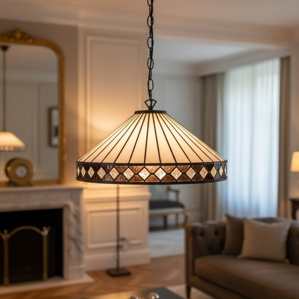 TF Fargo Pendant Light - Tiffany Style Lighting with an Art Deco Shade and Adjustable Chain K1938