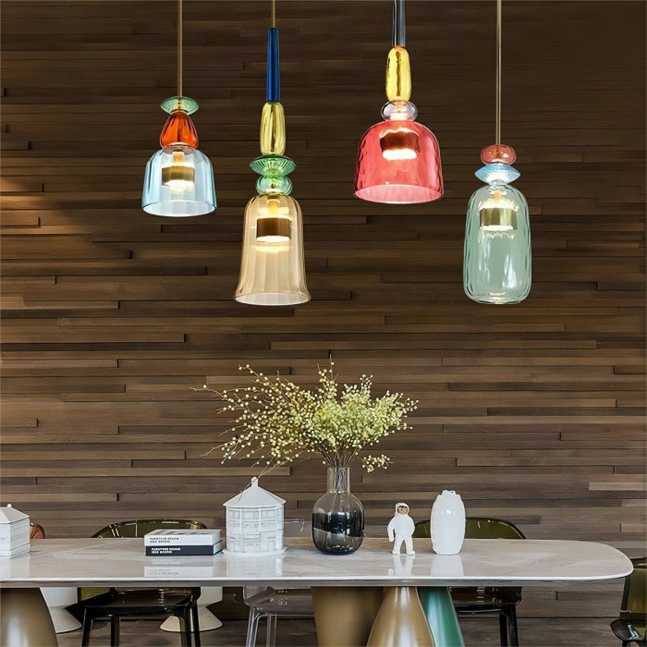 Nordic Macaron Flauti Ribbed Glass Pendant Light K126