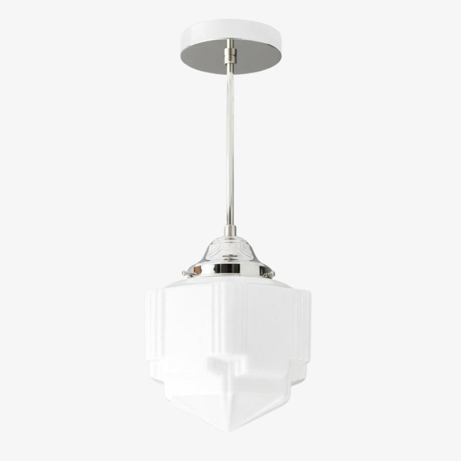 Geotower Glass Modern Pendant Light - Skyscraper Design - Brass or Black or Nickel Finish K1544