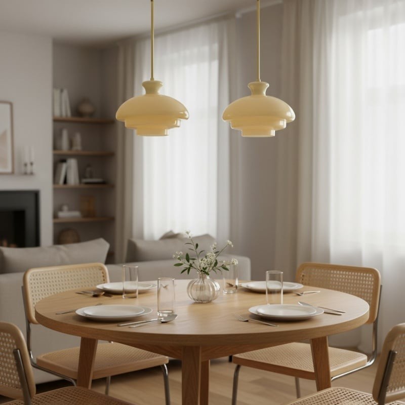 HaloVita Elegant Glass Pendant Fixture with Metal Details for Stylish Homes K2152