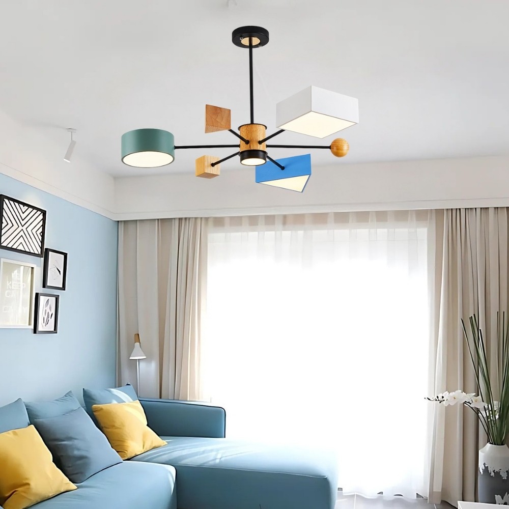 Colorful Wood Blocks 4 Lights Chandelier K937