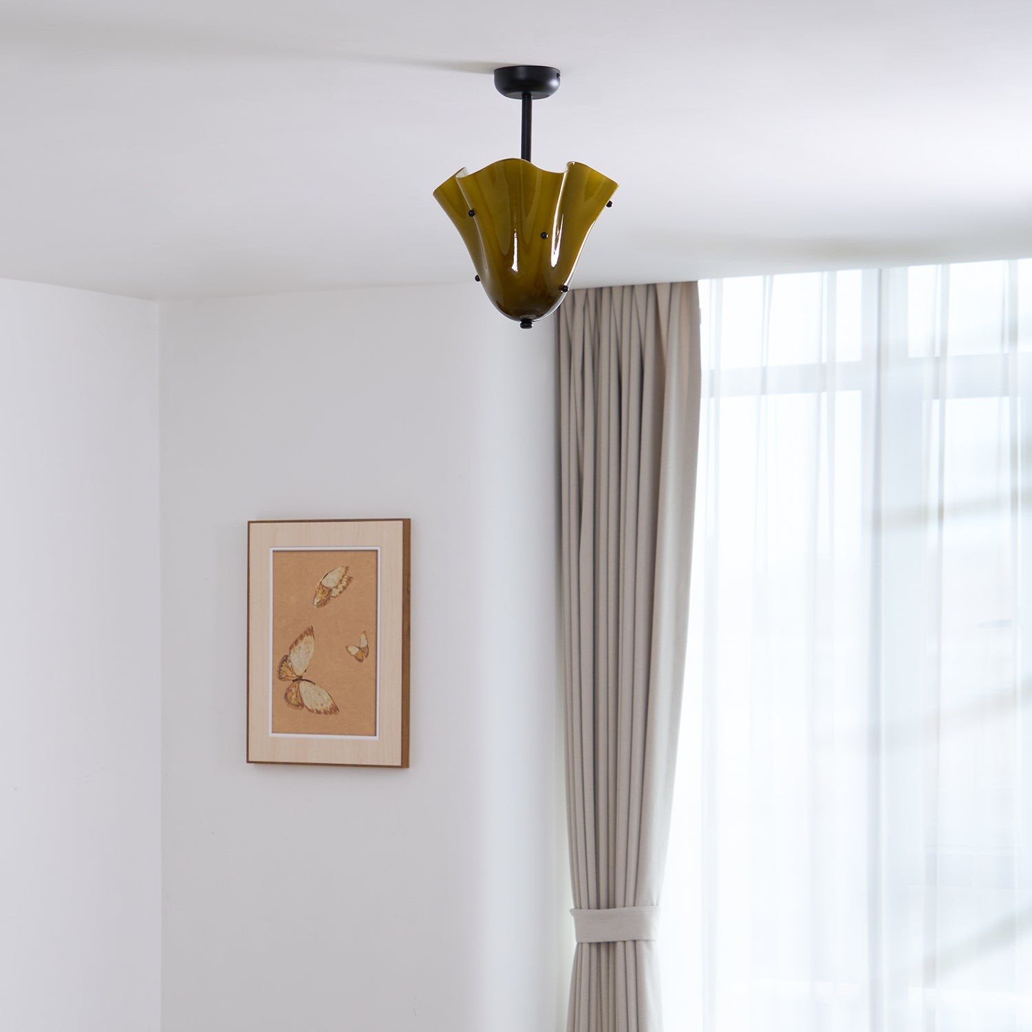 Bellina Glass Flush Mount – Artistic Fazzo Ceiling Lamp for Bedroom or Hallway K1133