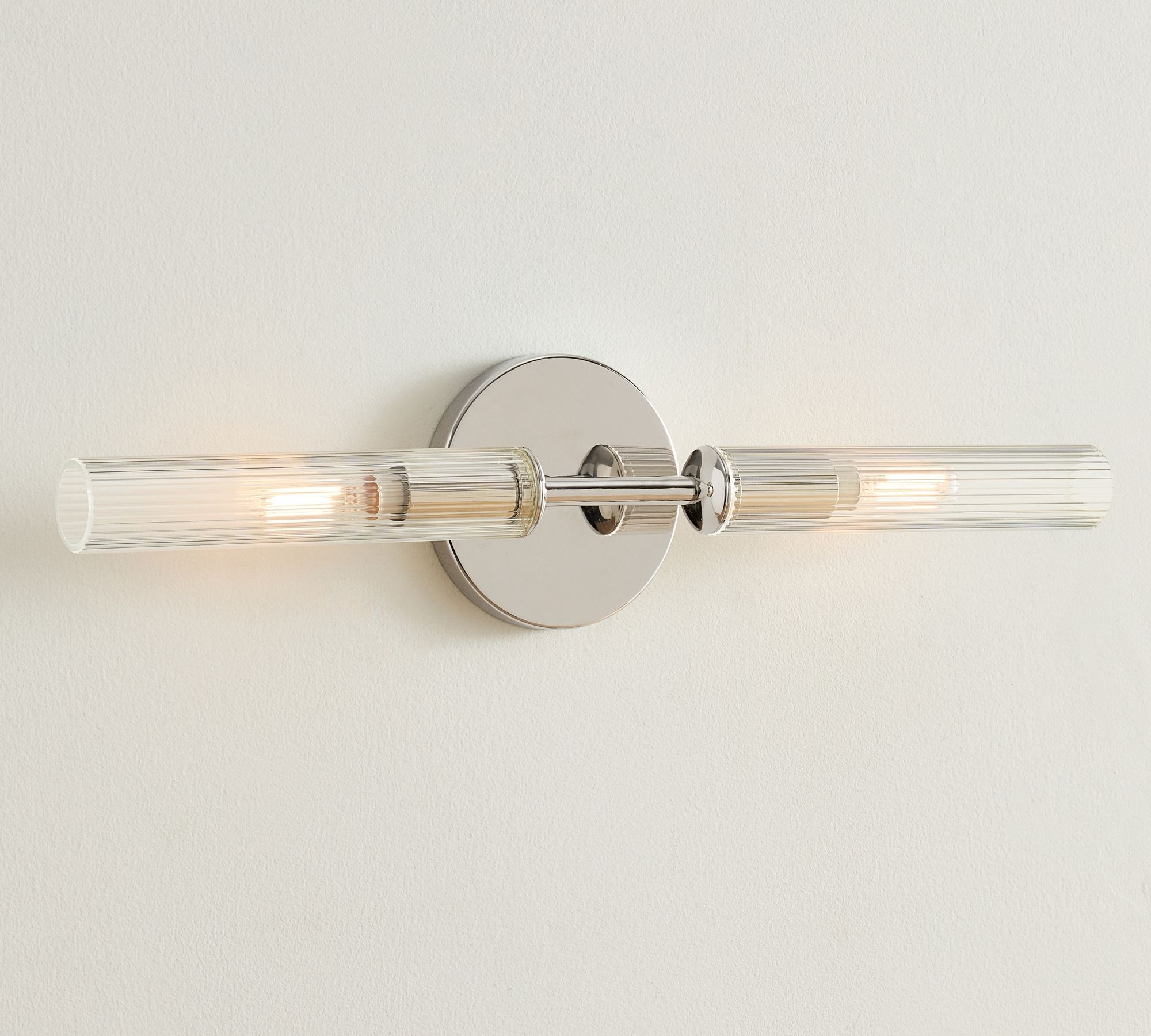 Bravira Ribbed Glass Tube Wall Sconce - Wall Light for Living Room and Hallway K1327