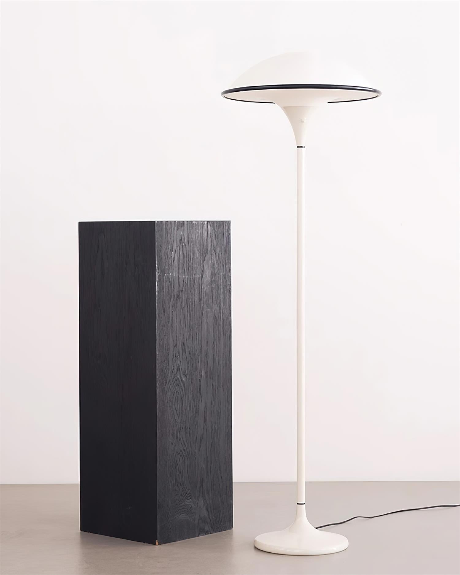 Danish Retro White Flying Saucer Floor Lamp K393