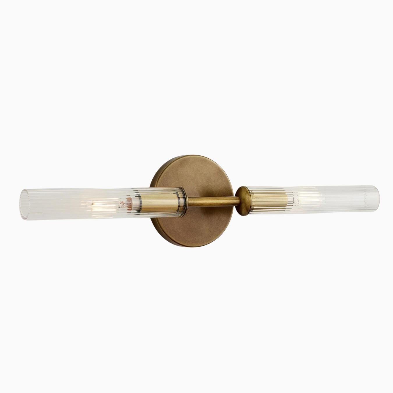Alice Rustic Transparent Cooper Ribbed Glass Double Tube Sconce K1154