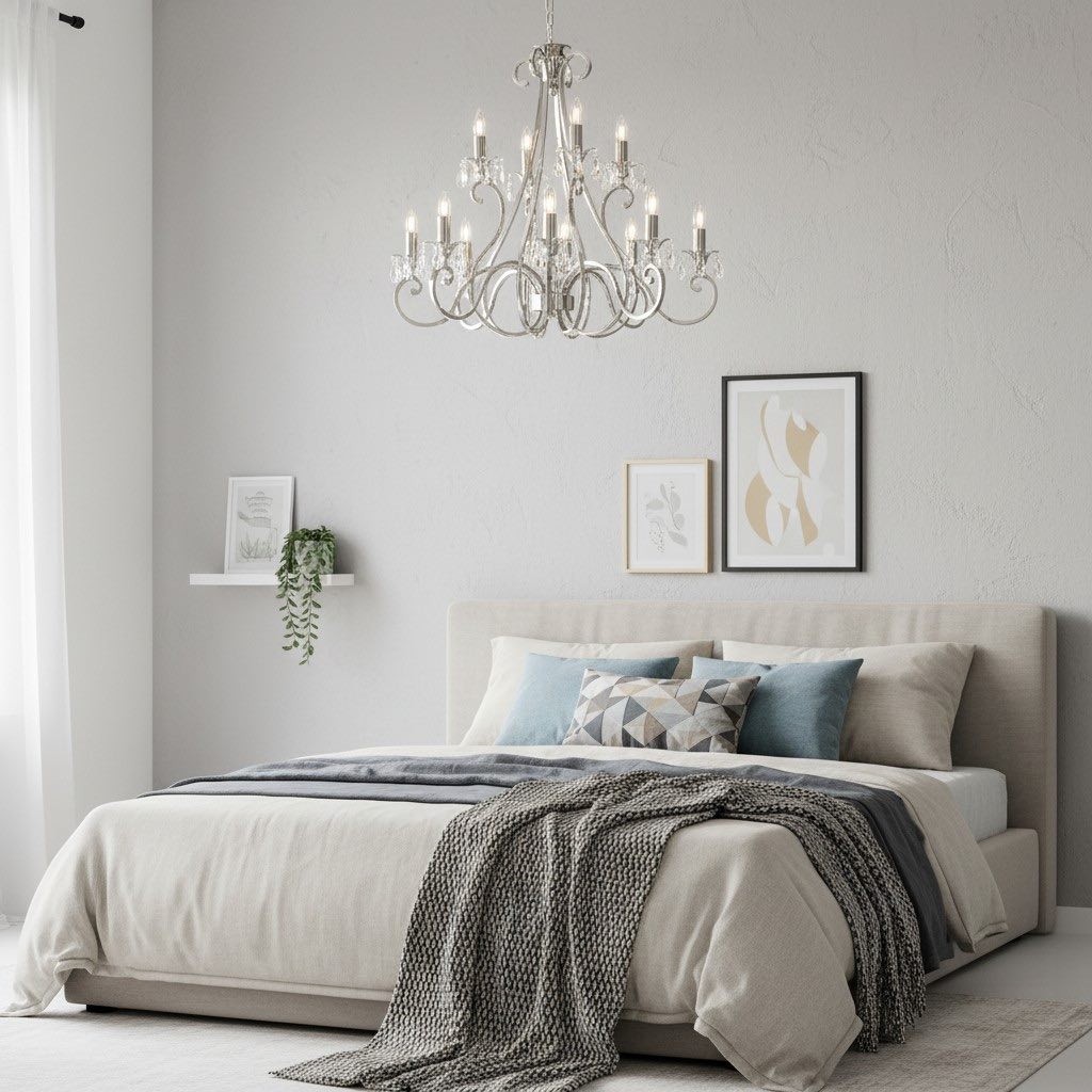 Talonis Crystal Chandelier - Traditional Candle-Style Brass and Nickel for Living Room and Dining Room K1930