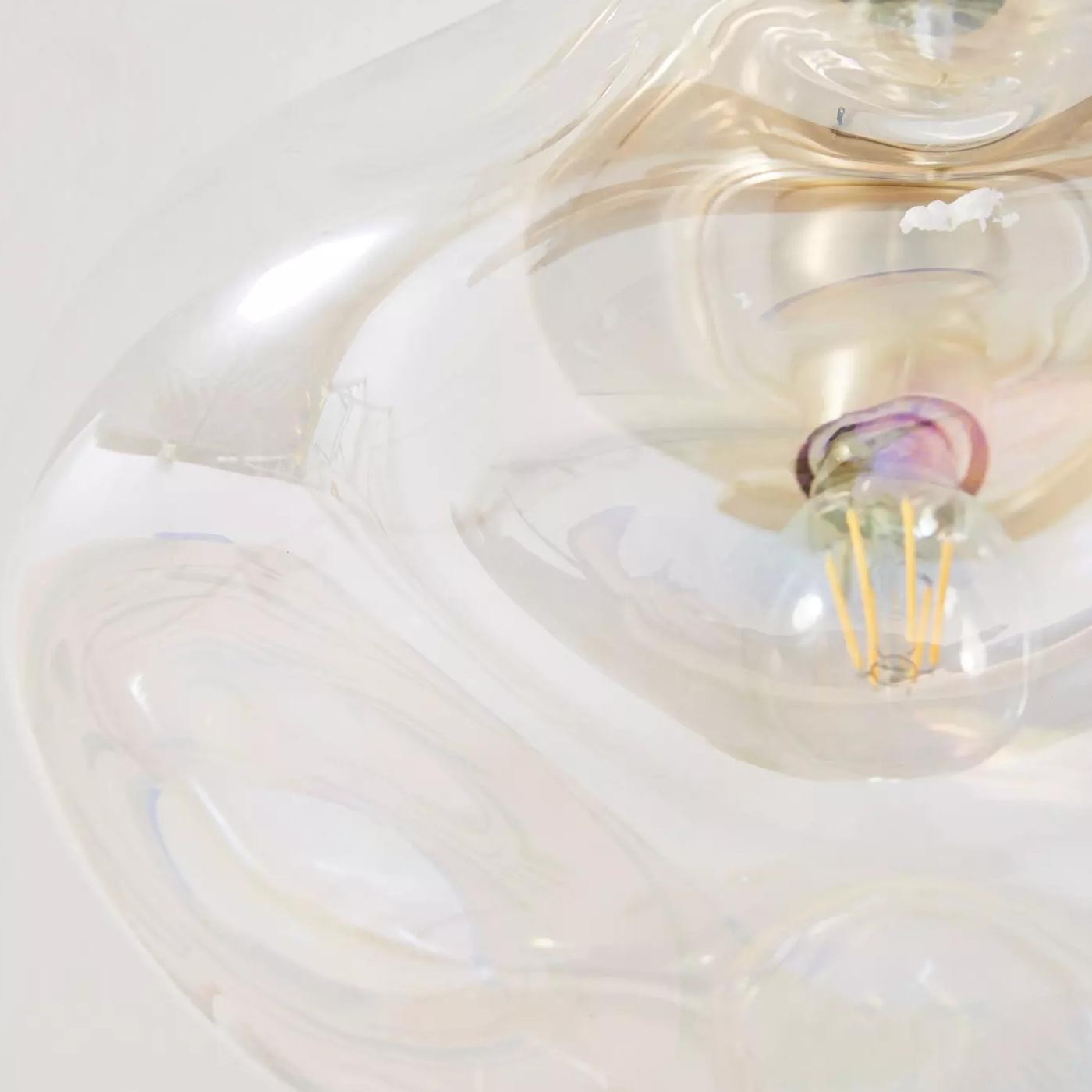 Lightail Flush Mount Ceiling Light - Iridescent Glass with Brass Base K1213