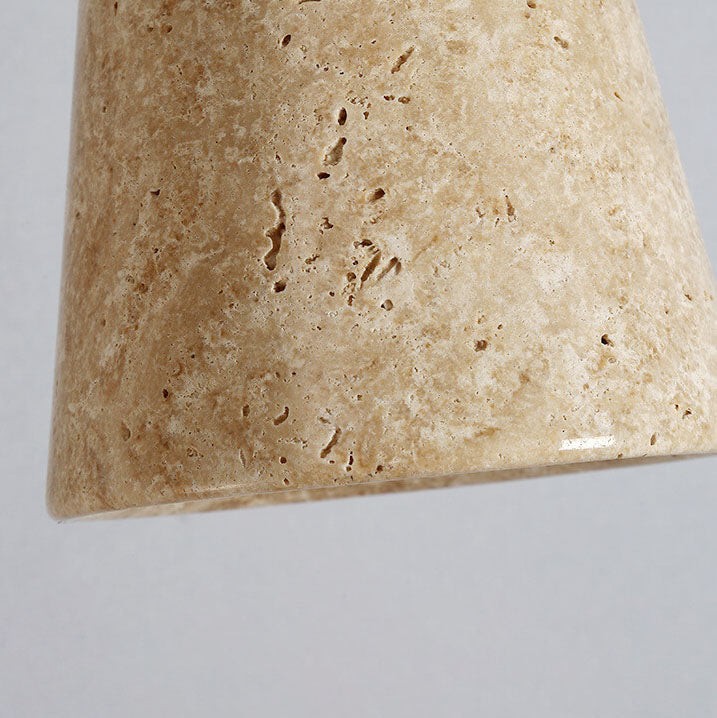 Japanese Minimalist Round Yellow Travertine Shade 1-Light Semi-Flush Mount Ceiling Light K844