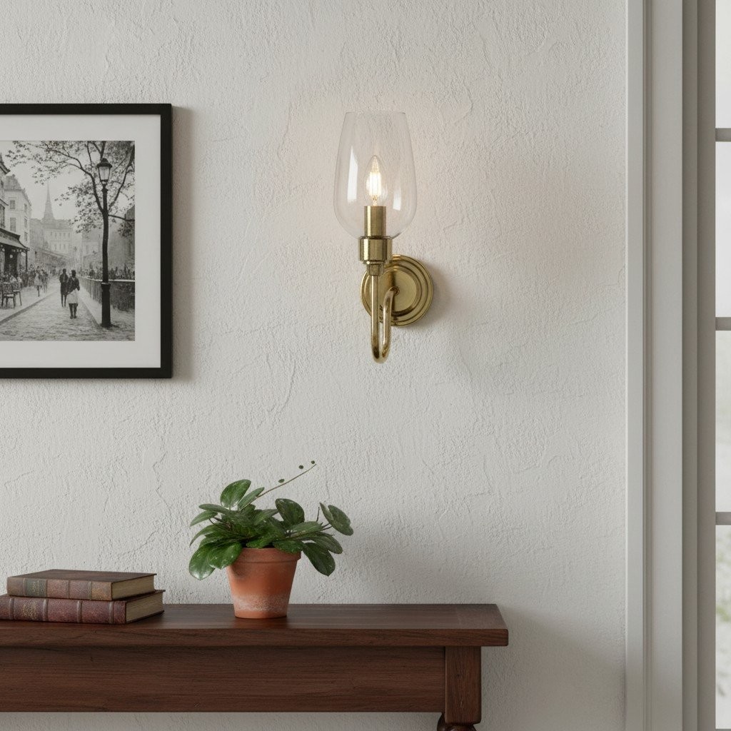 Clarione Art Deco Wall Light with Clear Glass Shade - Modern Metal Design for Hallways K1885