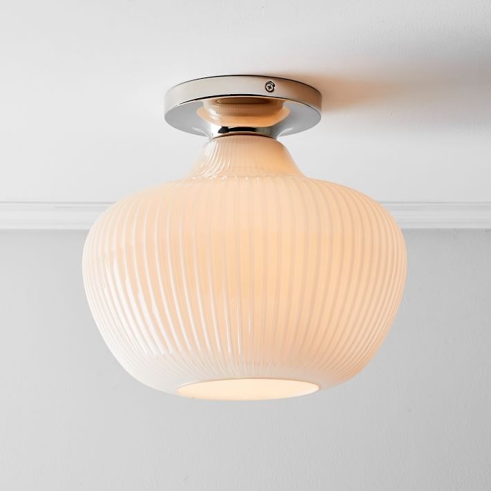 Rivrona Glass Flush Mount Ceiling Light - Modern Champagne Globe Design K1341