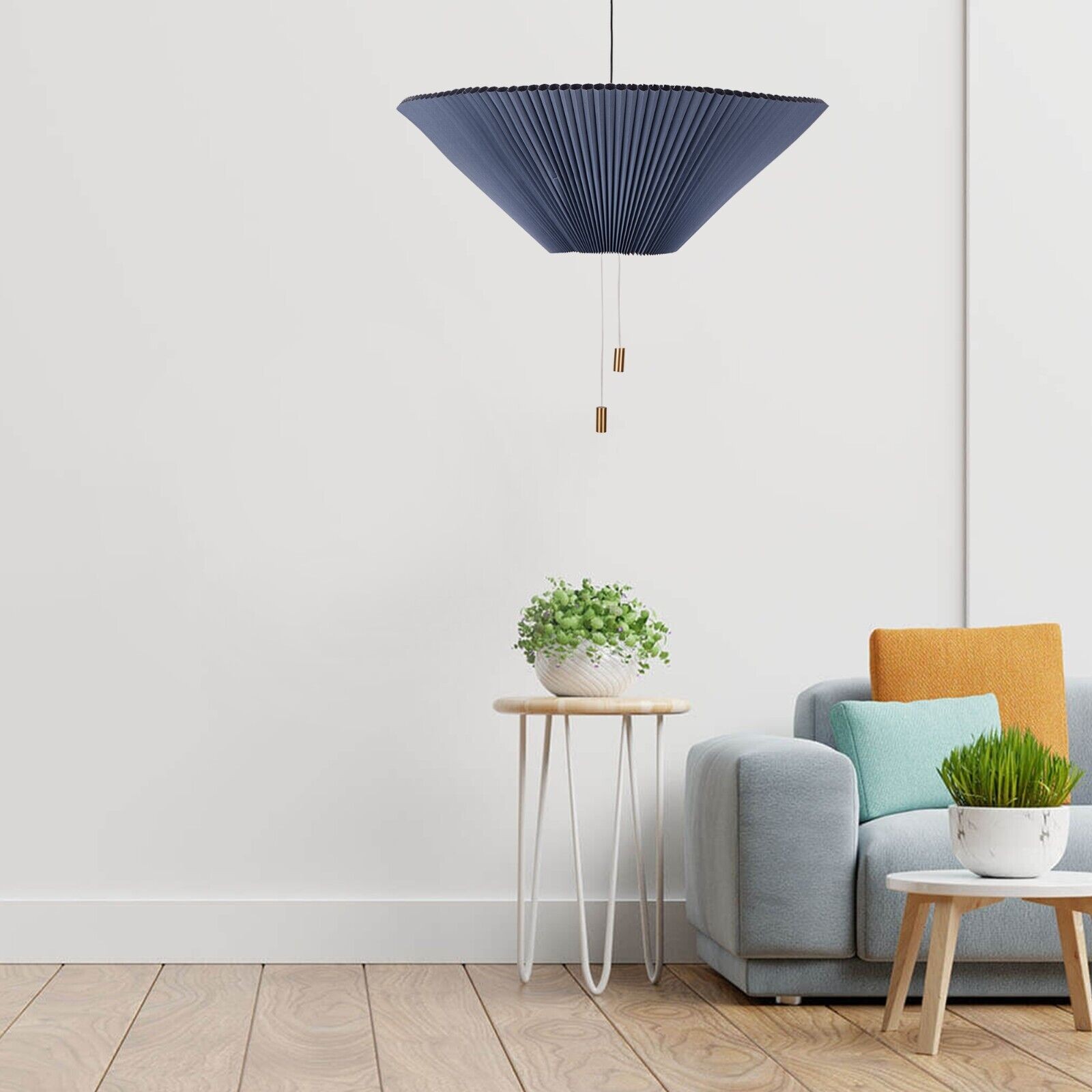 Retractable Pleated Pendant Light - Retro Paper Pendant Lamp for Dining Room K798