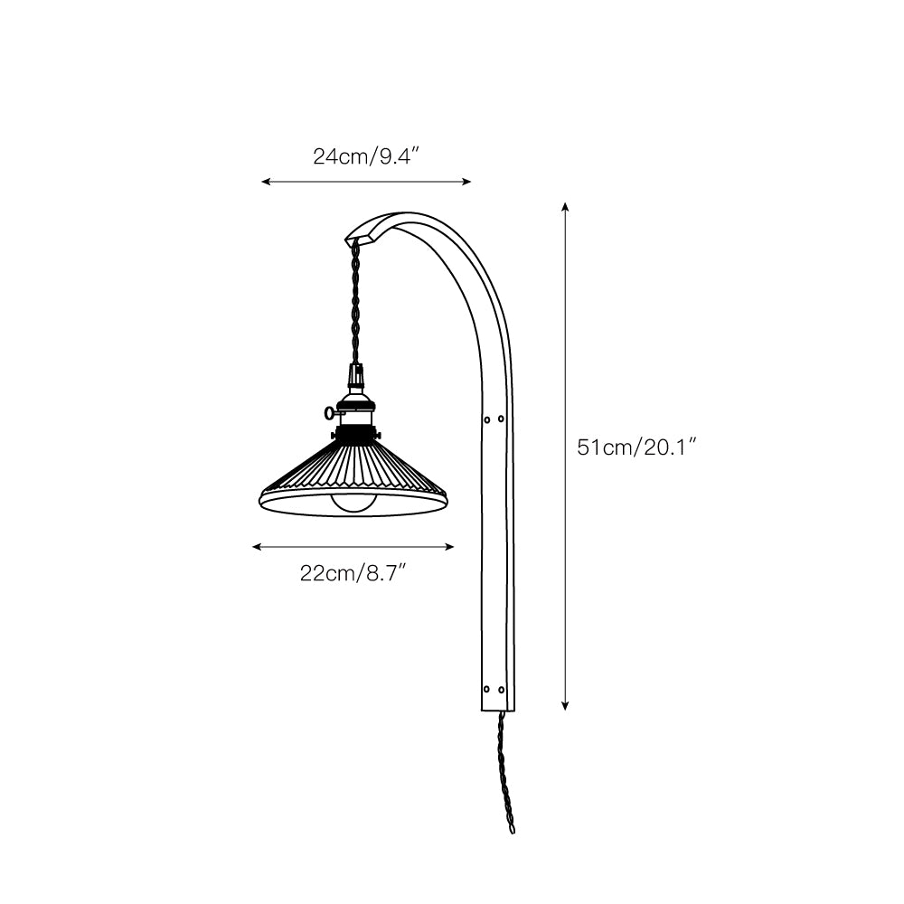 Curved Walnut Ceramic Plug-in Wall Light D498