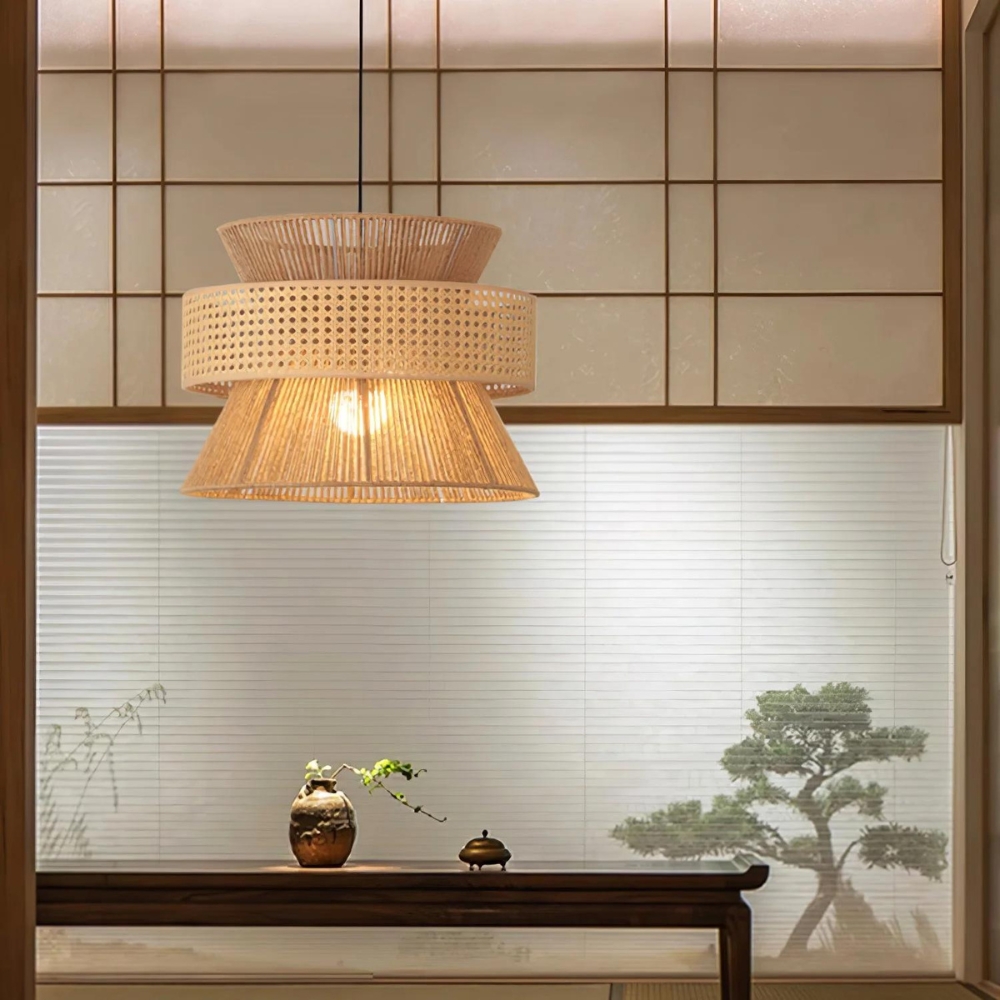 Handwoven Hemp Rope Rattan Veil Pendant Light D813
