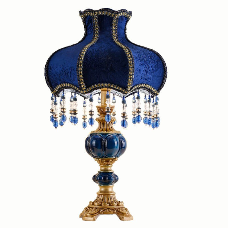 Palace Decoration Design Dark Blue Fabric Table Lamp K714