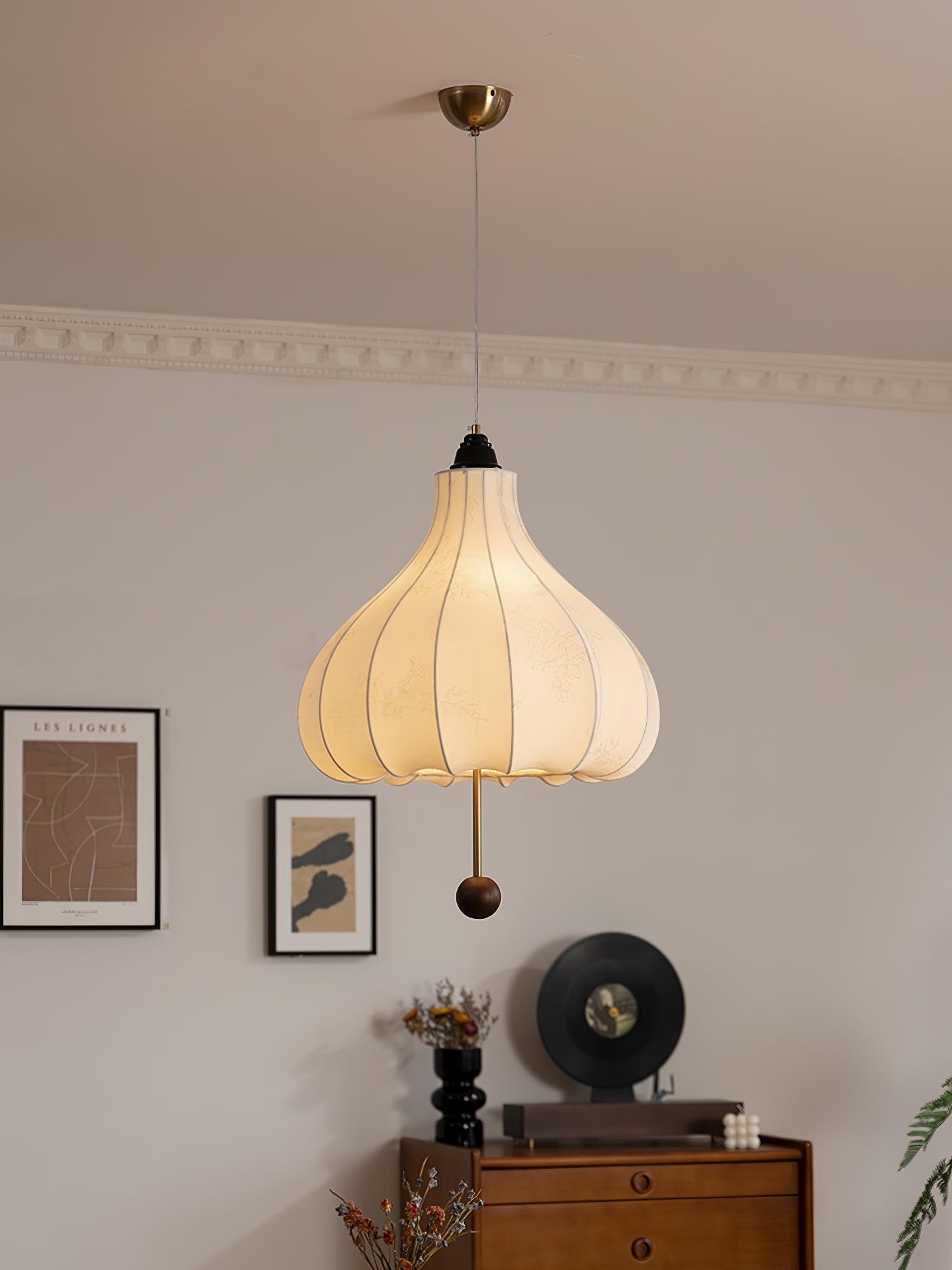 Retro Chestnut Fabric Pendant Light K318