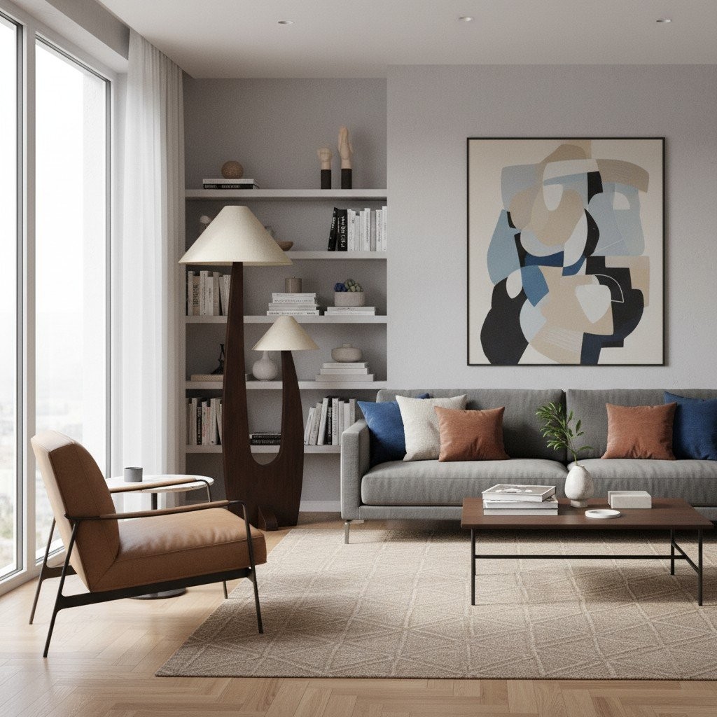 Cordove Arc Floor Lamp - Modern Organic Solid Wood & Fabric for Living Rooms K1648