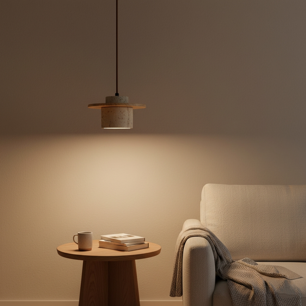 Japanese Style Vintage Travertine Pendant Light D915