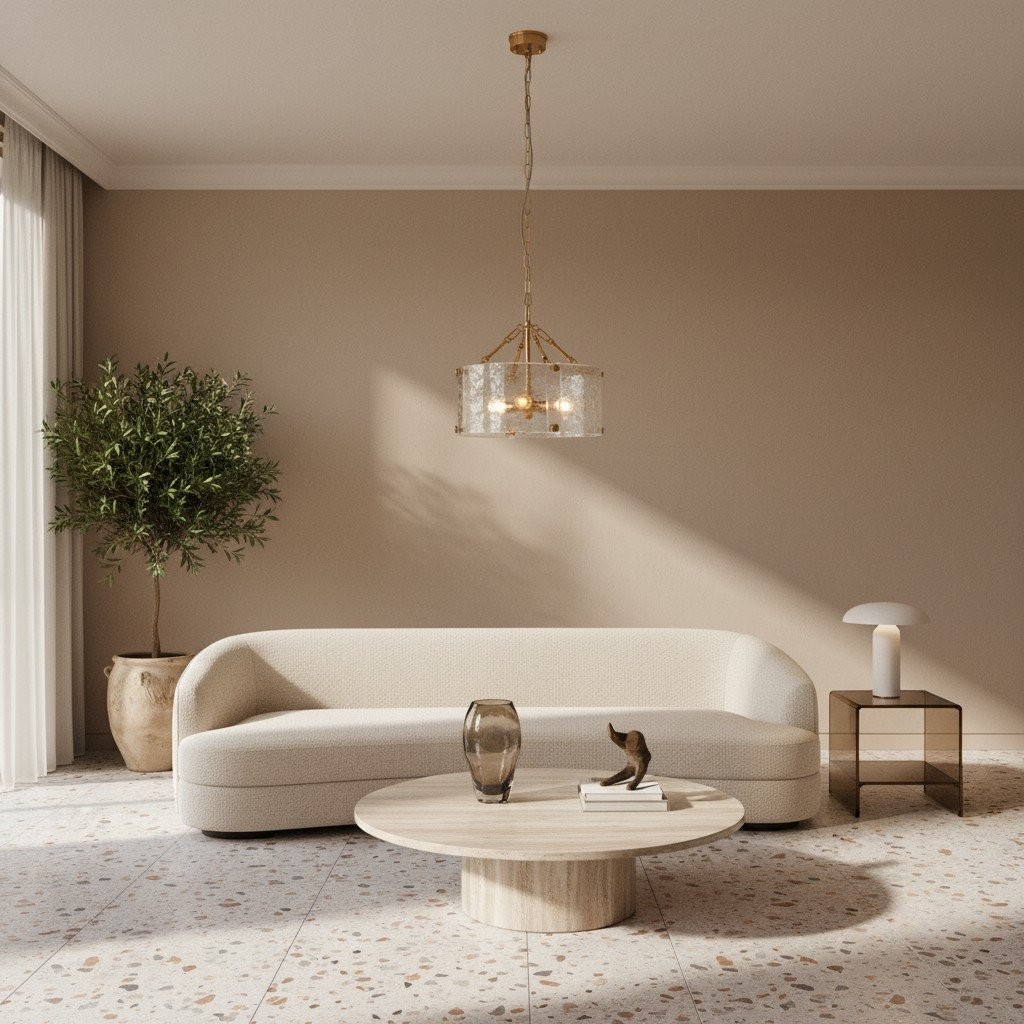 Panellux Decorative Pendant - Handcrafted Curved Glass Panels Brushed Brass Finish for Foyer K1926