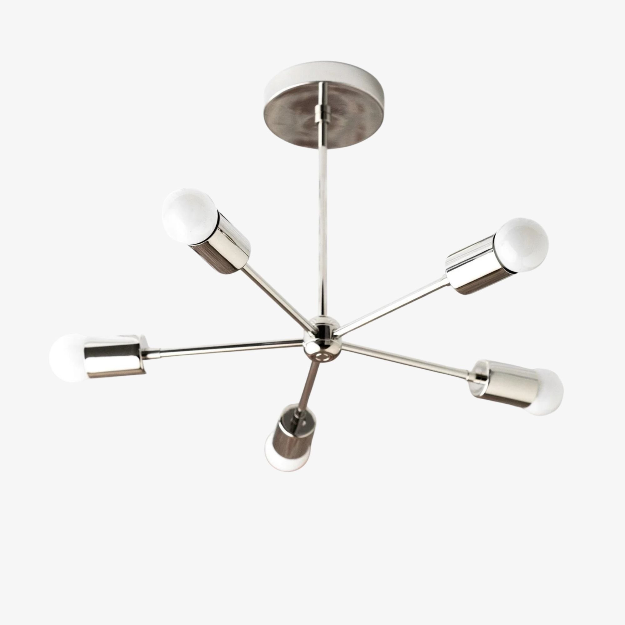 Mobilux Line Mid Century Gold Sputnik Chandelier - Geometric Brass Fixture K1445