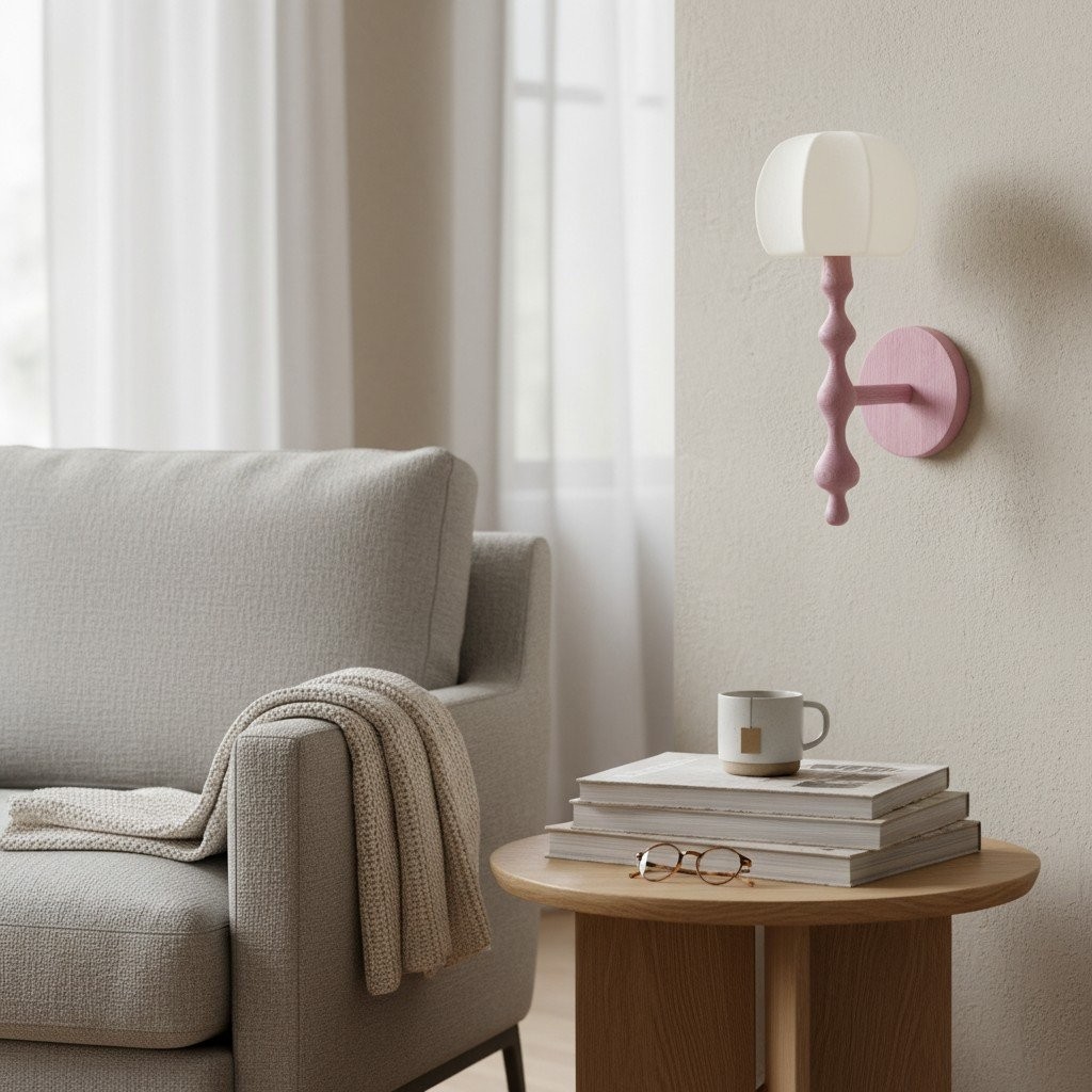 Savara Modern Curved Base Wall Light - Soft Diffused Fabric Shade for Hallways and Living Rooms K1670