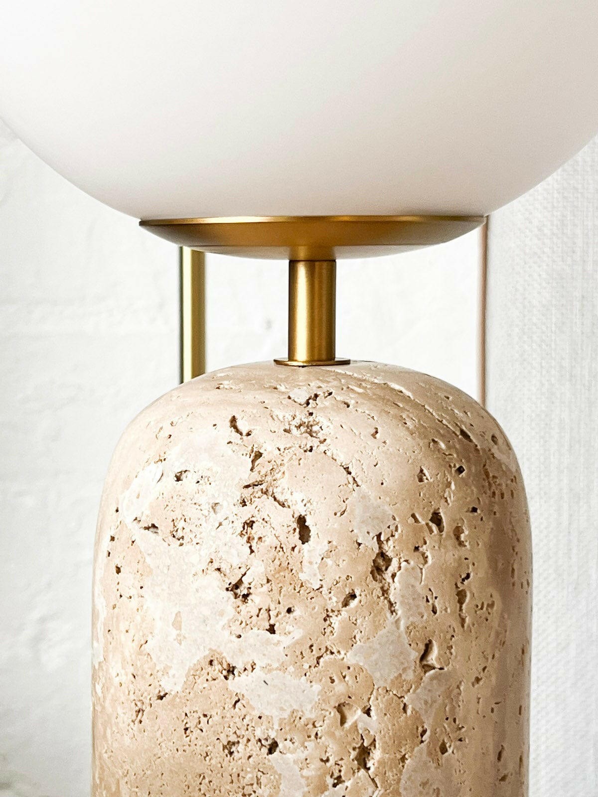 Modern Minimalist Travertine Base Glass Orb Table Lamp K876