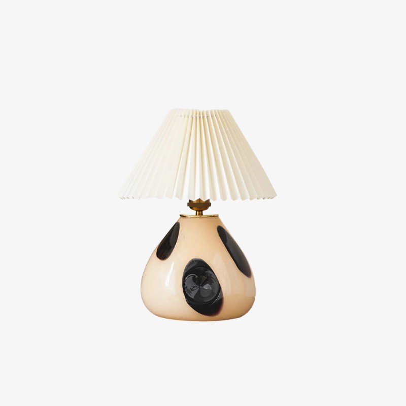 Undara Pleated Fabric Shade Table Lamp with Glass Base for Living Room K2168