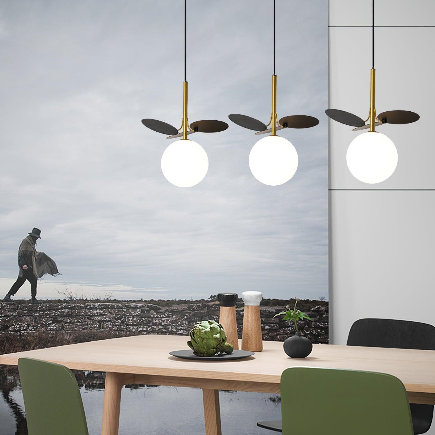 Multi Colored Leaf Glass Globe Pendant Light K152