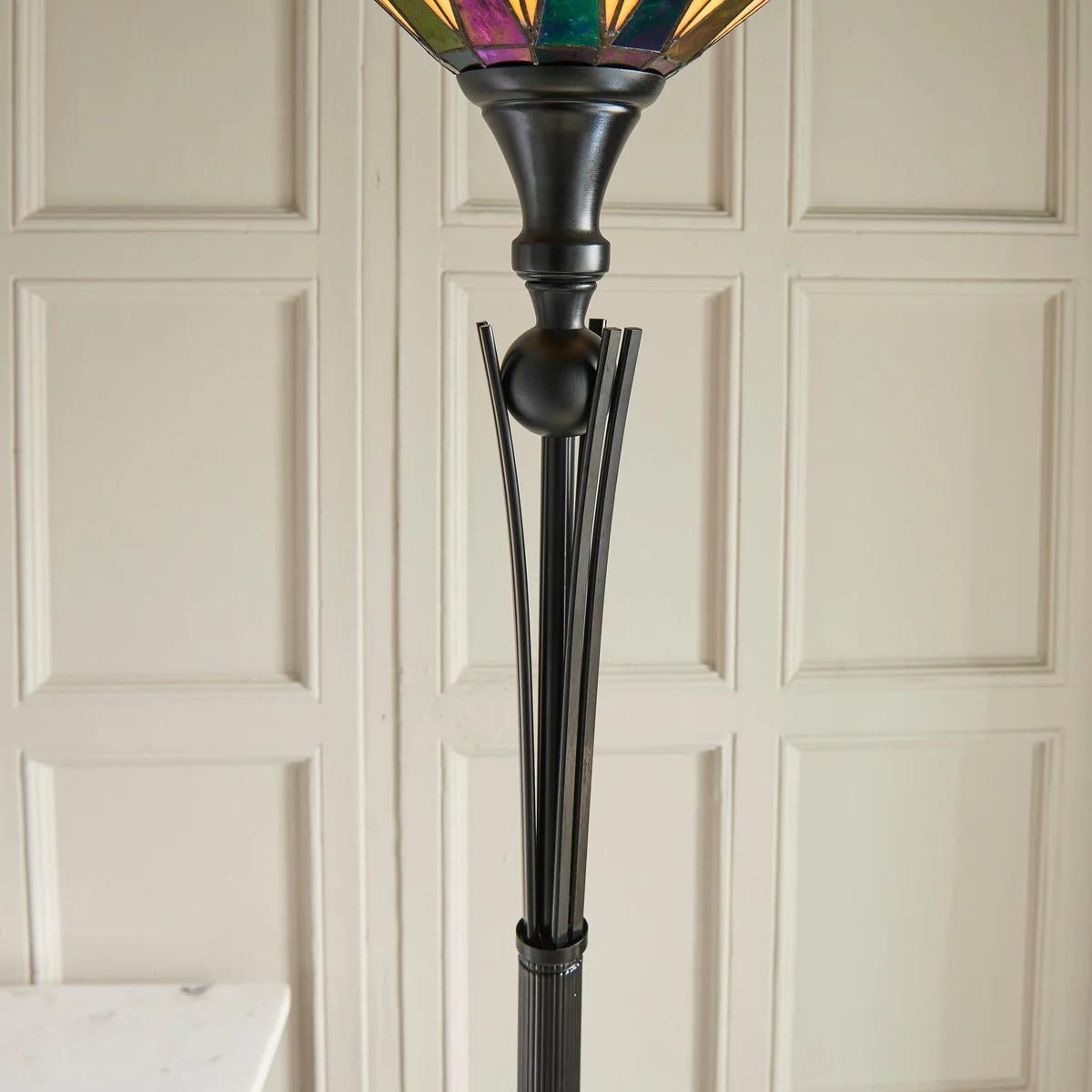 TF Dark Star Stained Glass Star Pattern Floor Lamp - Tiffany Style Uplighter for Living Rooms K1998