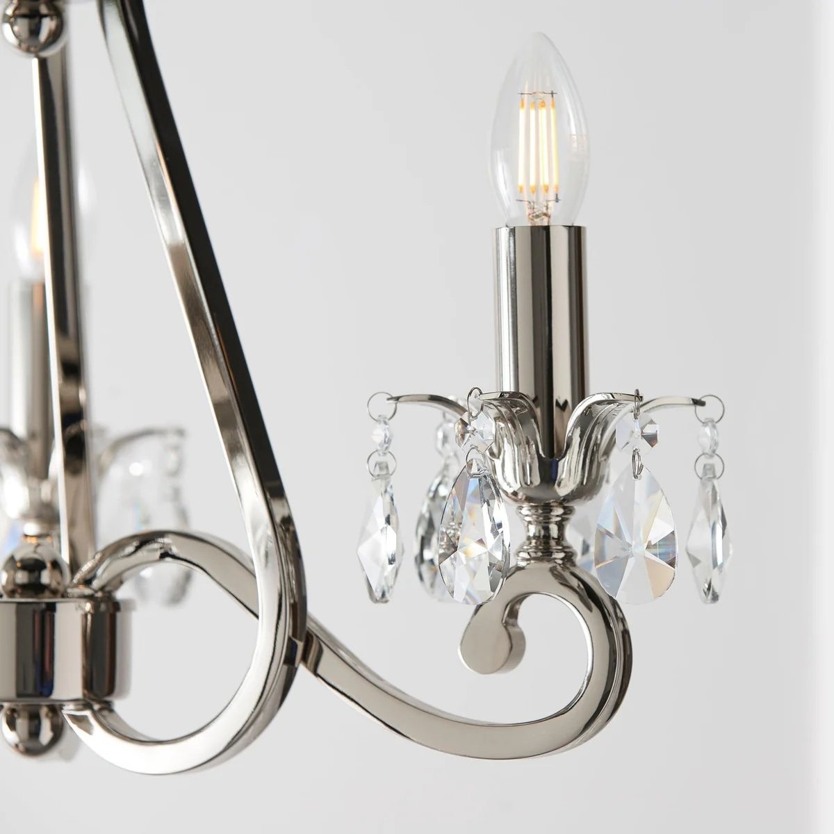 Talonis Crystal Chandelier - Traditional Candle-Style Brass and Nickel for Living Room and Dining Room K1930