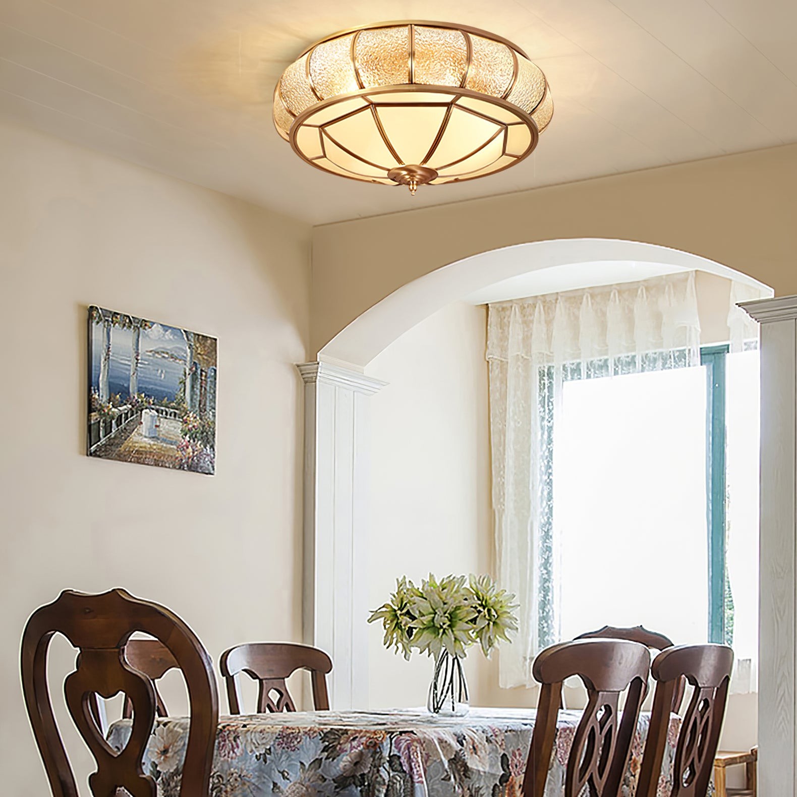 Round Textured Glass Ceiling Light K650